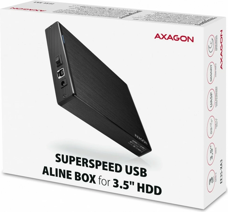 Kasë e jashtme AXAGON EE35-XA3 për hard disk 3.5", USB 3.2 Gen 1, Alumini, E zezë