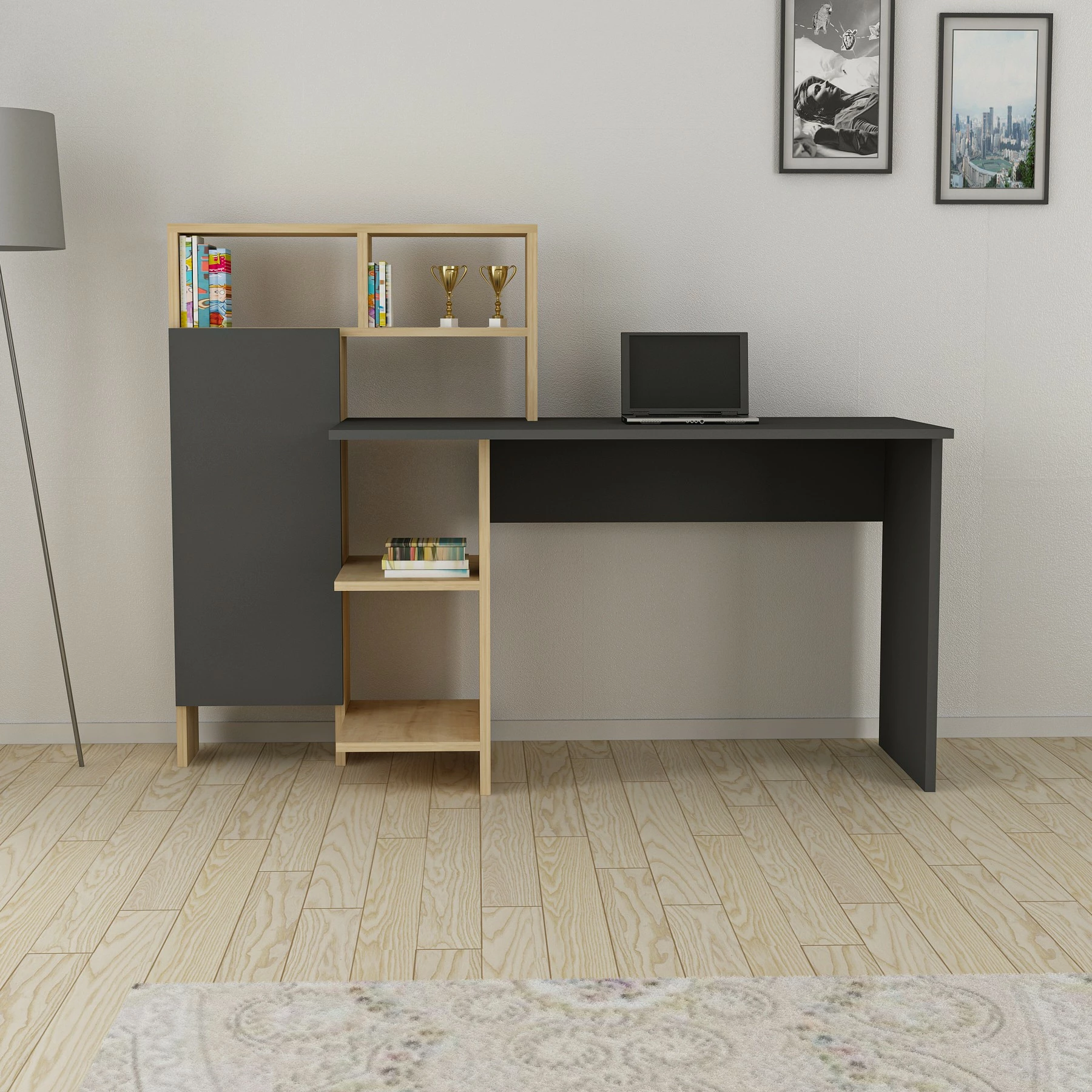 Tavolinë studimi Hanah Home, Bugra, antracit dhe lis