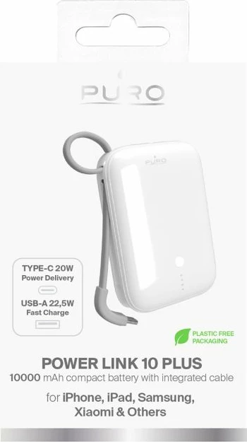 Power bank Puro Power Link 10 Plus, i bardhë
