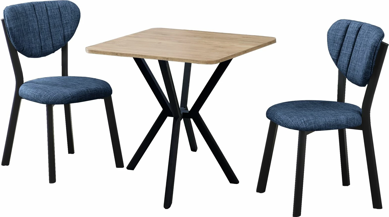 Tavolinë me karrige, set 3 pjesësh, ngjyrë navy blue dhe arre, Skye Decor