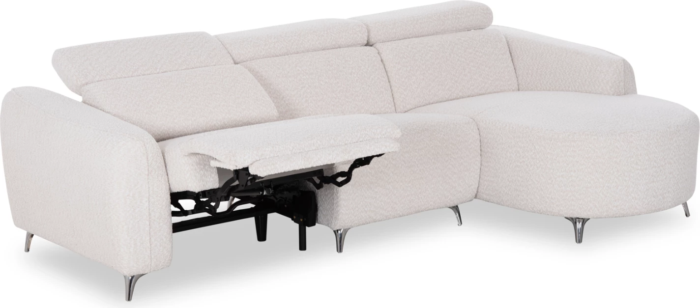 Kënd i djathtë divan 3-vendësh me recline, stof teddy bezhë, VALENTE CD3317.02R, 275x160x104cm