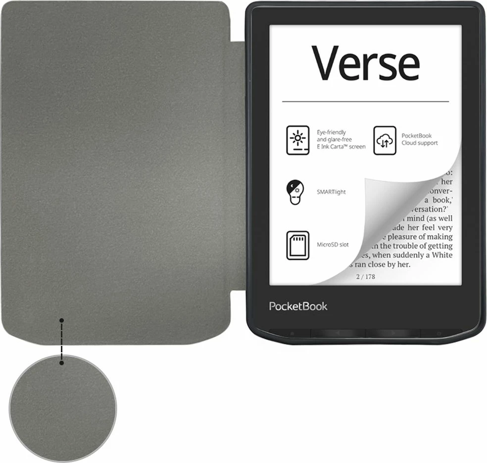 Mbështjellës Tech-Protect SmartCase për PocketBook Verse / Verse Pro, e zezë