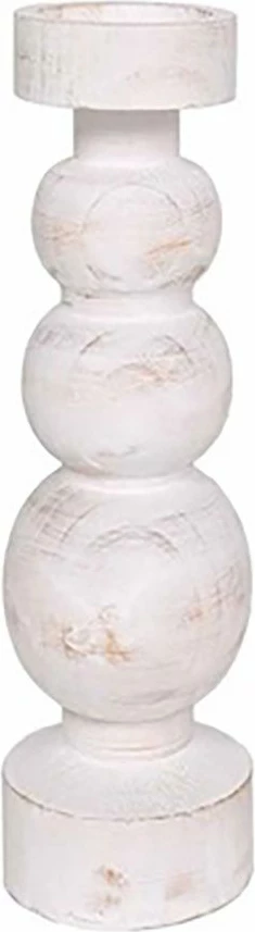 Mbajtëse për qirinj Pierre, dru, ngjyrë e bardhë-natyrale, 13x13x27 cm