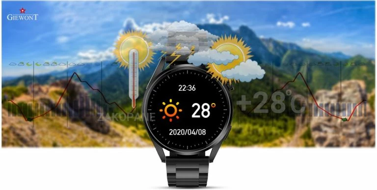 Smartwatch Giewont për meshkuj, i zi