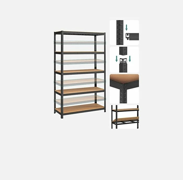 Raft metalik SONGMICS GLR060B01, 5 nivele, 60 x 120 x 200 cm, kapacitet 875 kg, zi