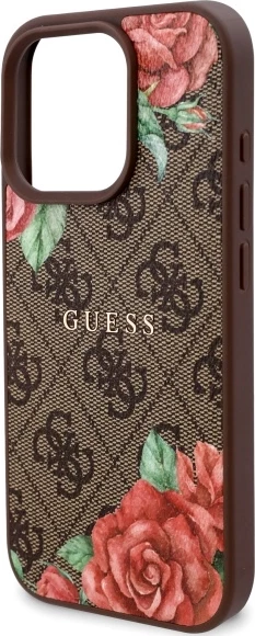 Mbështjellës Guess GUHMP16XP4ROPEMCW për iPhone 16 Pro Max 6.9", hardcase, 4G Flowers Print, MagSafe, Kafe