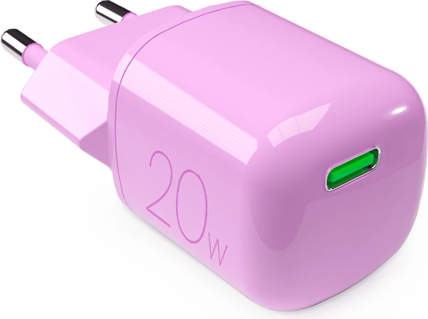 Karikues muri Puro Elektrik 20W GaN, USB-C, Rozë