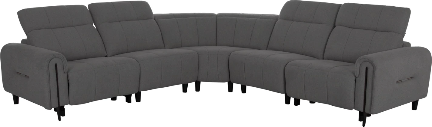 Këndore me 5 pjesë, 2 ulëse me recliner elektrik, ngjyrë gri, ORACLE FH3290.01, 293x293x98cm