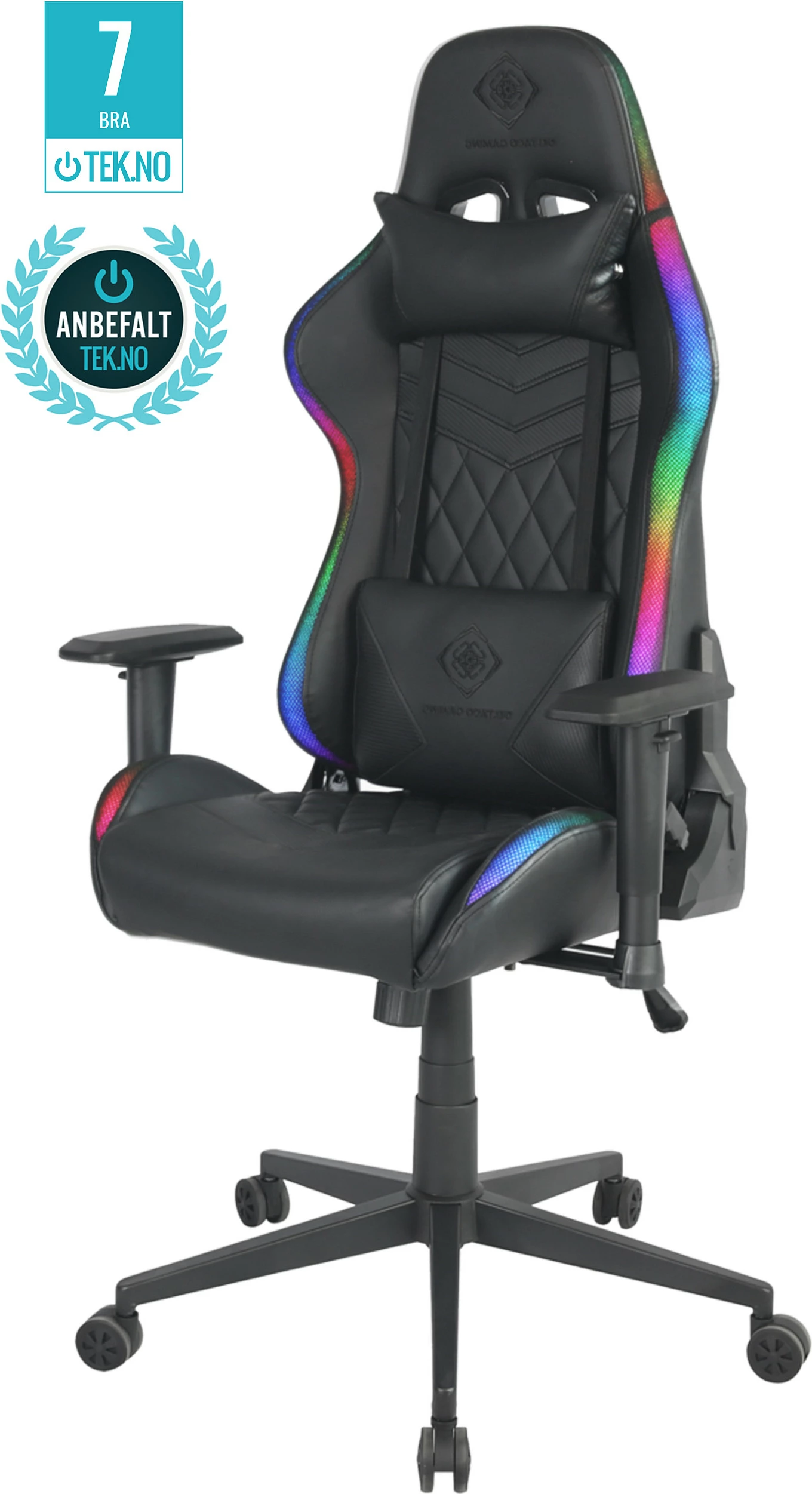 Karrige gaming Deltaco Gaming GAM-080, RGB, PU lëkurë artificiale, 120 kg, e zezë