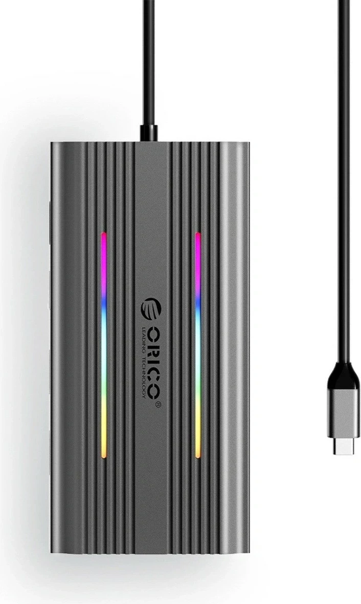 Hub Orico USB-C 12w1 XDR-X2, 3x USB-A, USB-C PD 100W, HDMI 4K, VGA, RJ45, gri