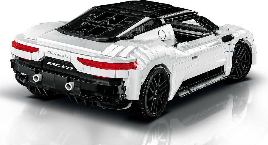 Blloqe ndërtimi Cobi Maserati MC20, 2269 copë, shkallë 1:12, bardhë/zi