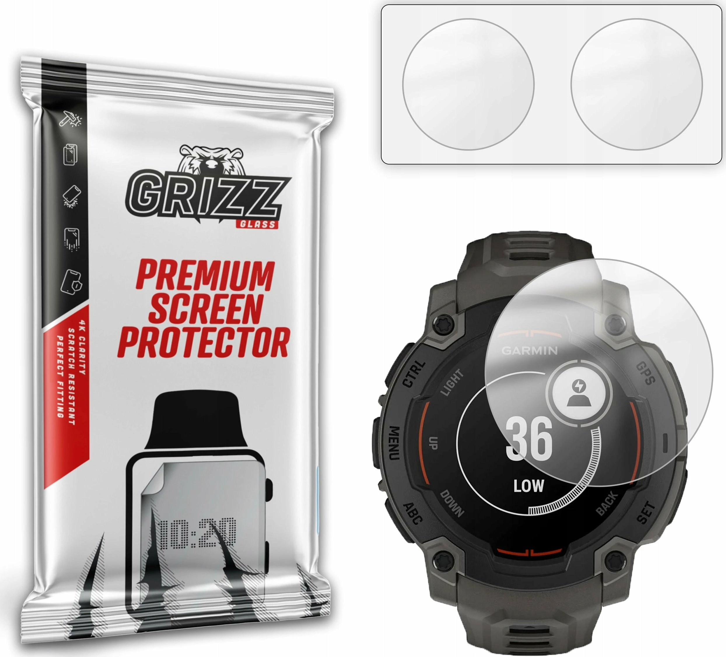 Film mbrojtës ekrani mat GrizzGlass PaperScreen për Garmin Instinct E 45mm, transparent, set 2 copë