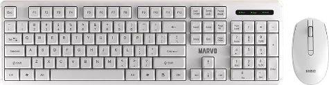 Set tastierë dhe maus wireless Marvo Office WS005, layout SLO/HR, 2.4 GHz, USB receiver, i bardhë