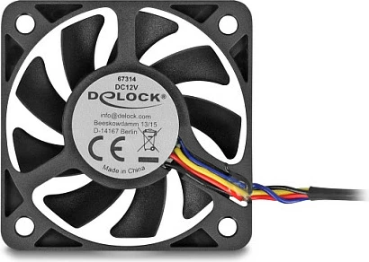 Ventilator kasë DeLOCK 67314, 50 mm, 12V, 4-pin, 5500 RPM, i zi