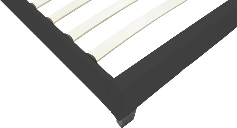 Krevat Nevil, stof antracit, këmbë druri të zeza, 90x190cm