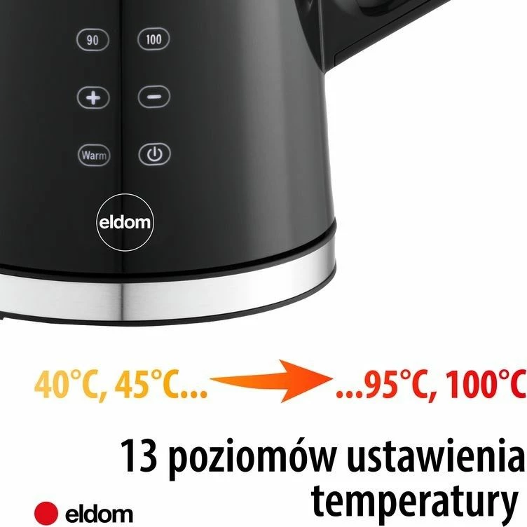 Çajnik elektrik pa kabllo ELDOM C540 Jetty, i zi, 1.7 L