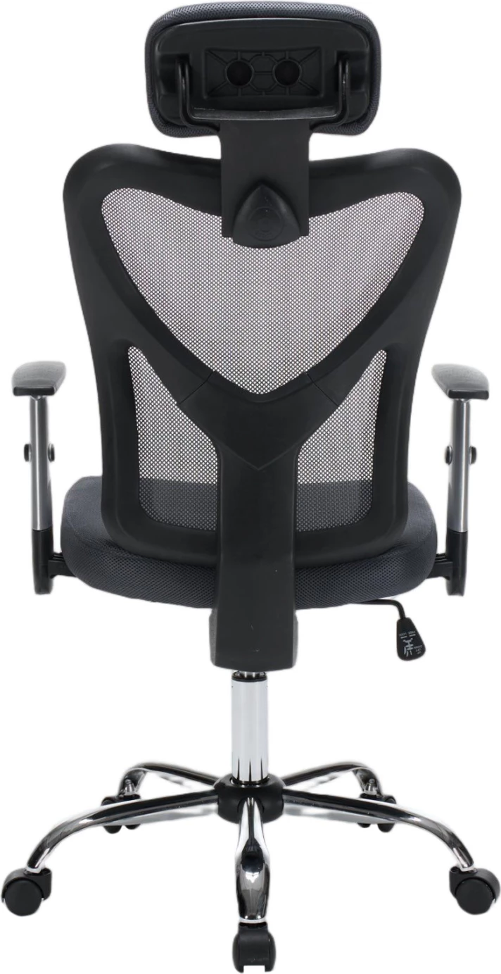 Karrige zyre CUORE, material rrjete gri, kornizë e zezë, bazë kromi, 63x61x125cm