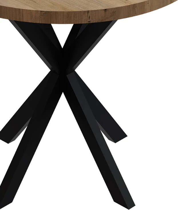 Tavolinë Kalipso melamine, ngjyrë natyrale dhe këmbë metalike të zeza, D70x75cm