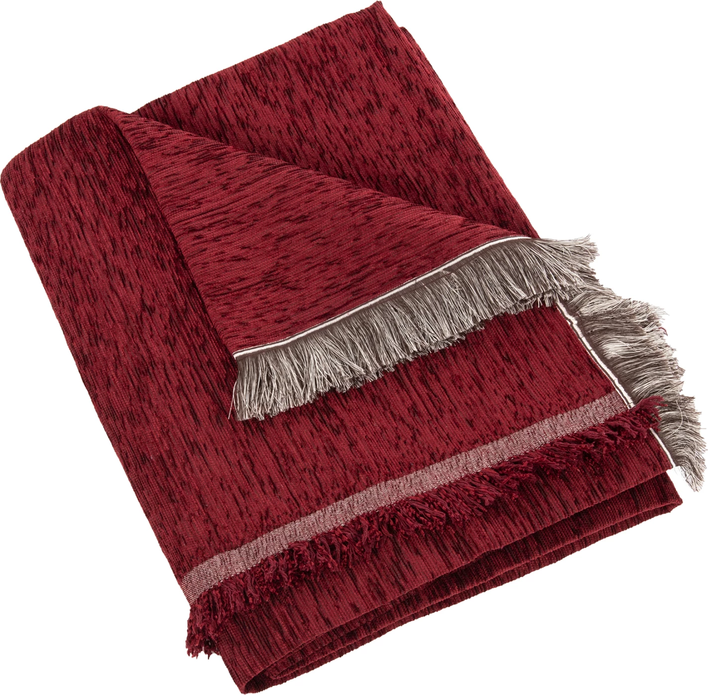 Mbulesë divani me franja DREAMTOPIA FH12161.08 ngjyrë e kuqe burgundy 245x170cm