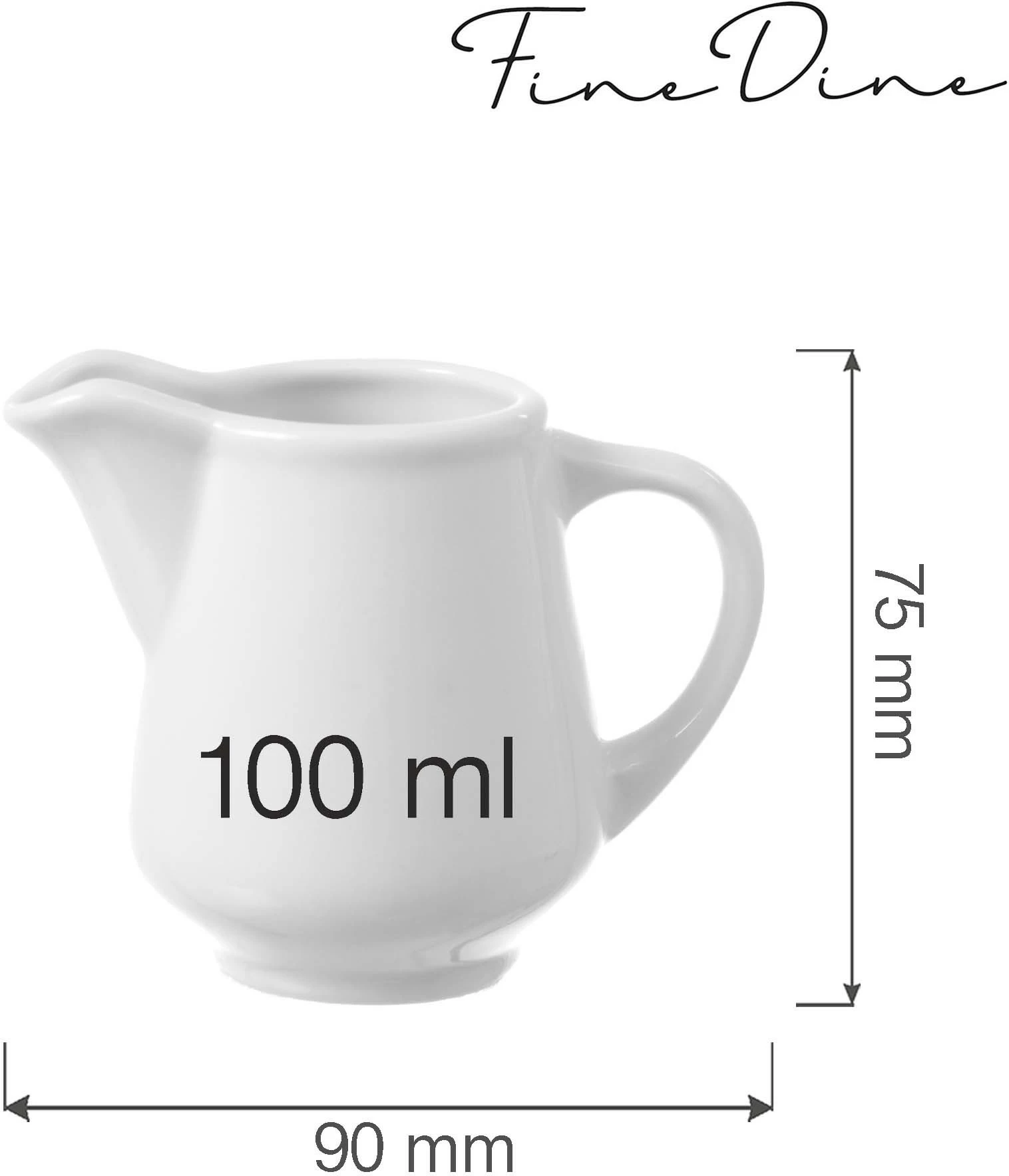 Shtambë qumështi Fine Dine Bianco 100 ml, e bardhë, set 6 copë