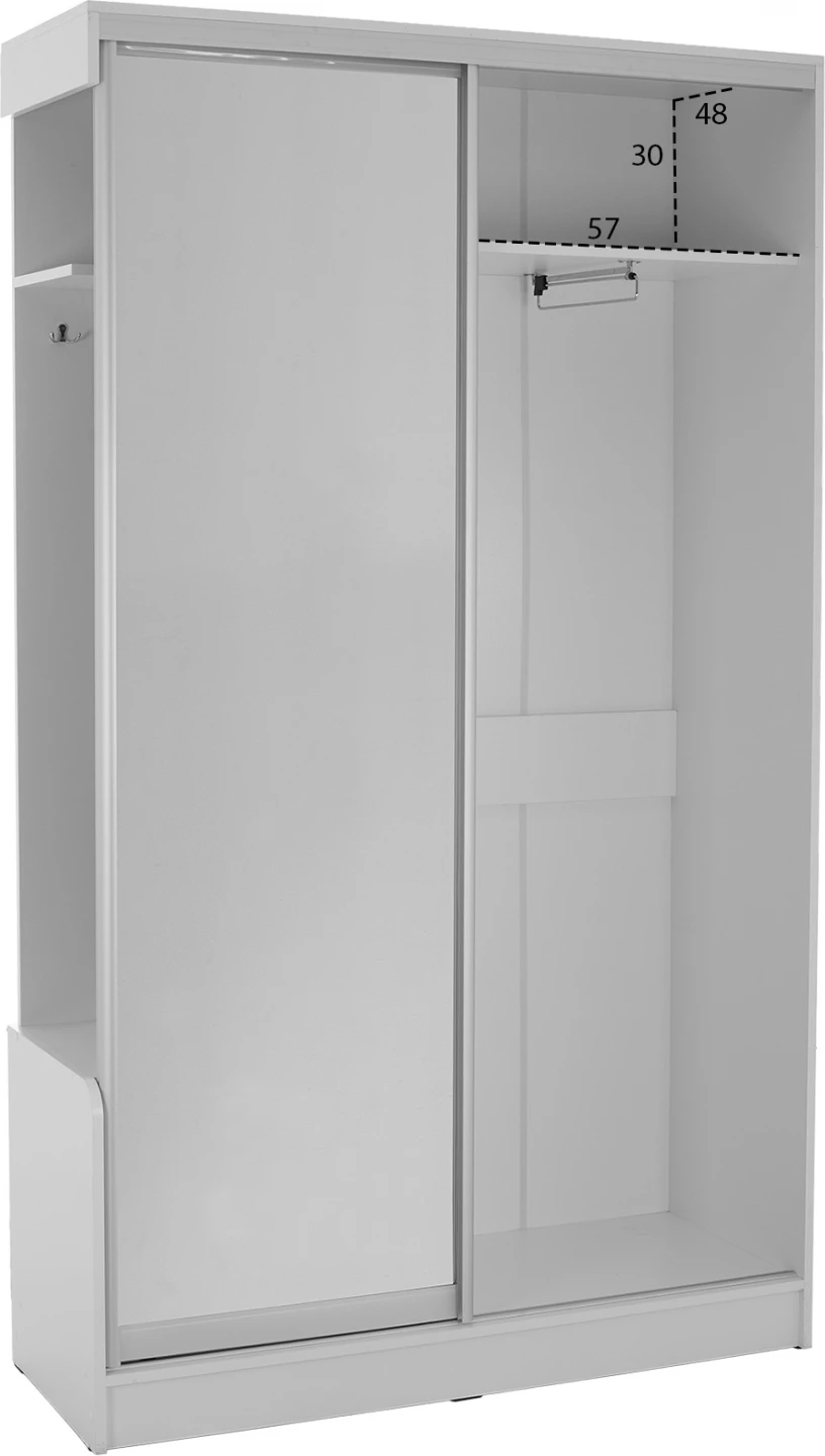 Mobilje për hyrje me dollap rrëshqitës dhe pasqyrë, DULCE, ngjyrë e bardhë, FH2424.03, 118x45x210 cm