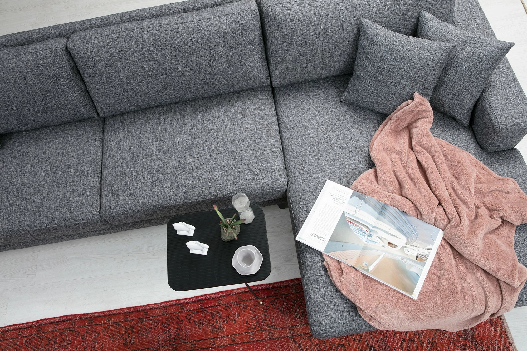 Kënd-sofë krevati Atelier del Sofa, kënd nordik djathtas (L3+Chl), ngjyrë gri e errët