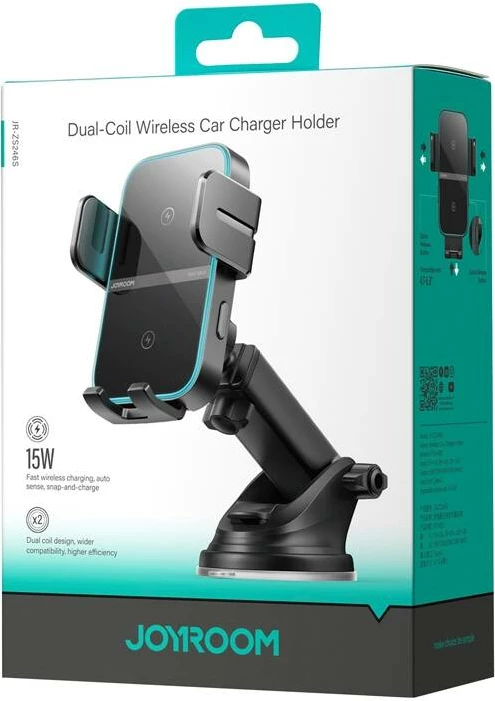Mbajtës telefoni me karikues wireless Joyroom JR-ZS246 S, i zi