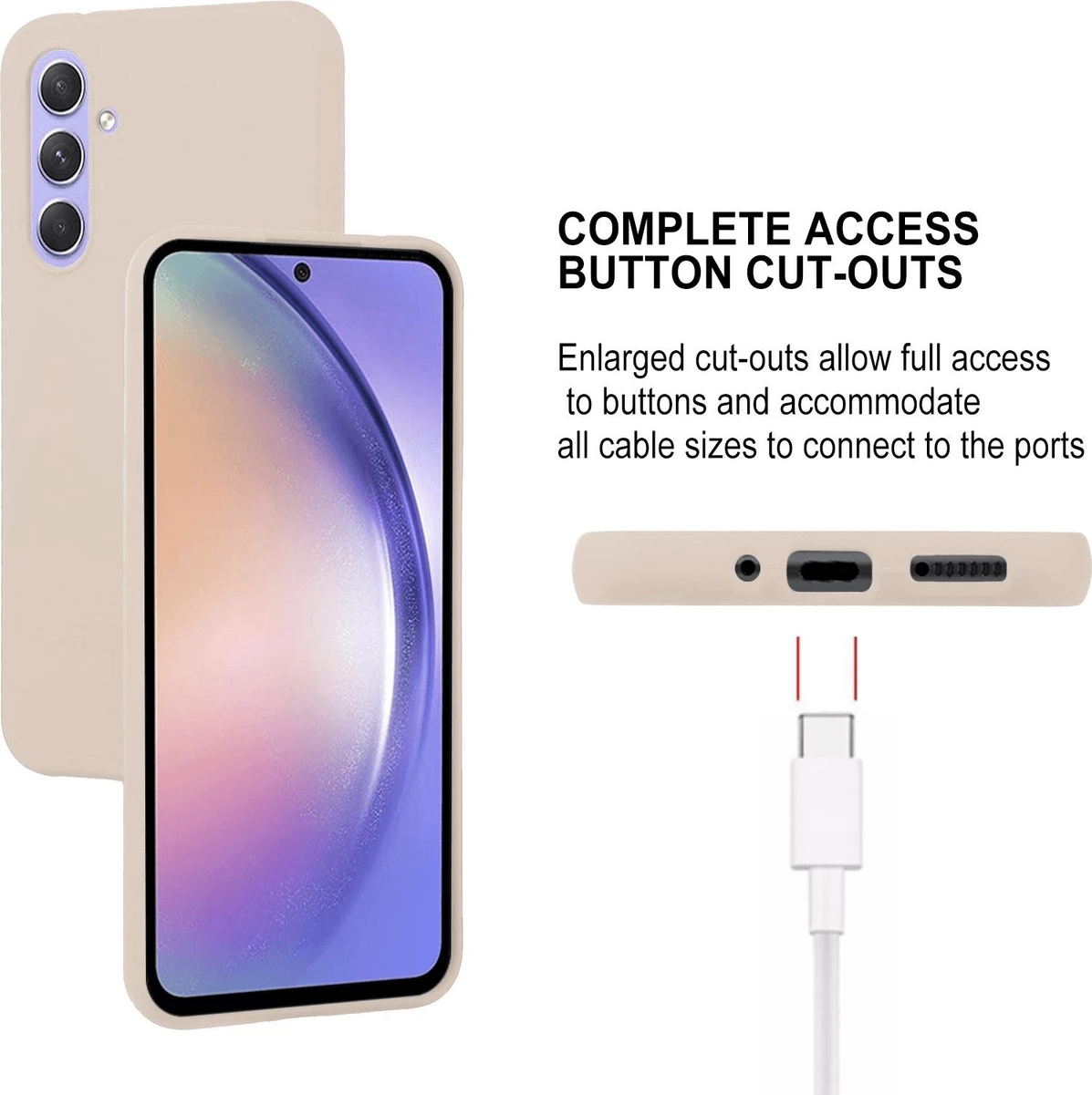 Mbështjellës Goospery Soft Feeling Silicone për Samsung Galaxy A34, bezhë