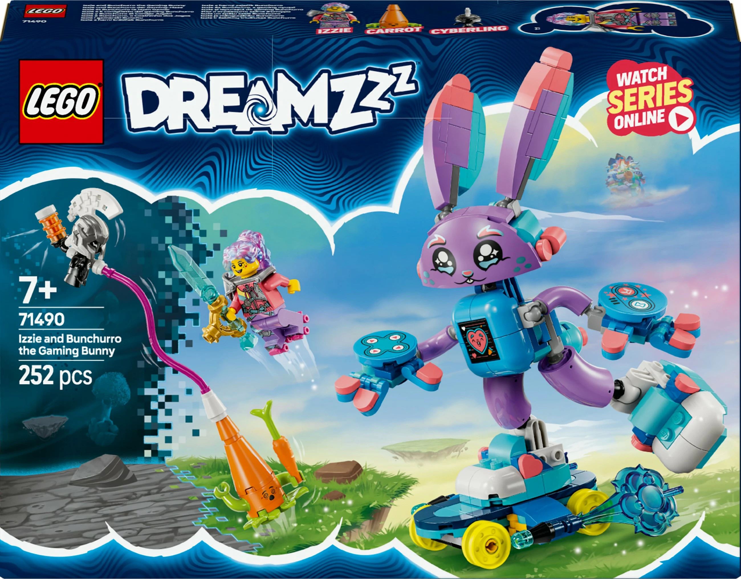 Set ndërtimi LEGO DREAMZzz 71490 Izzie dhe Bunchurro Gaming Lepuri, 252 pjesë, shumëngjyrësh