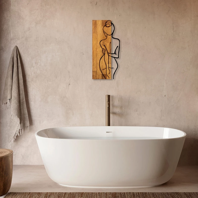 Dekor muri Kelesipo, dru pishe natyrale, metal i zi, 27x3x58cm