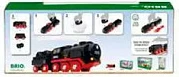 Lokomotivë me bateri Ravensburger BRIO Battery Operated Steaming Train, efekt avulli me rezervuar uji, e zezë/kuqe