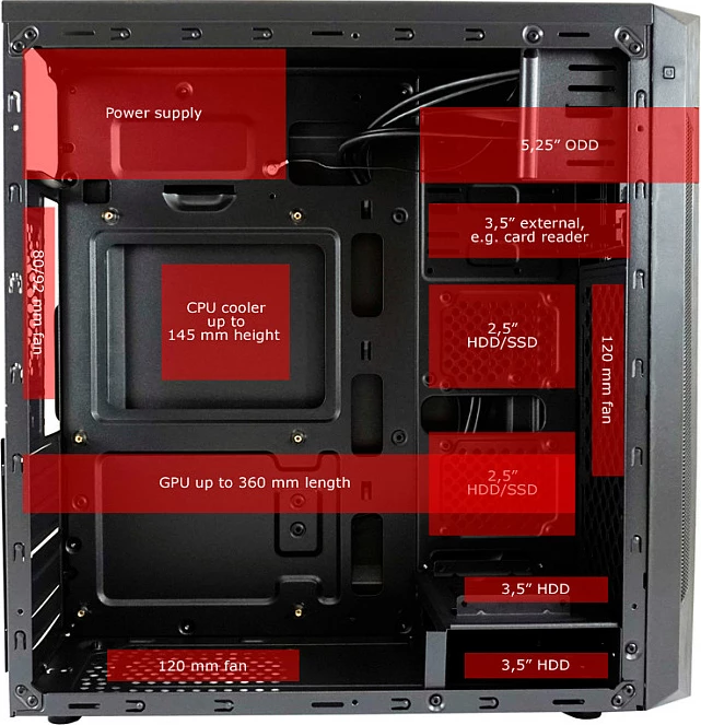 Kasë LC-Power 7040B, Midi Tower, ATX/micro ATX/Mini-ITX, e zezë