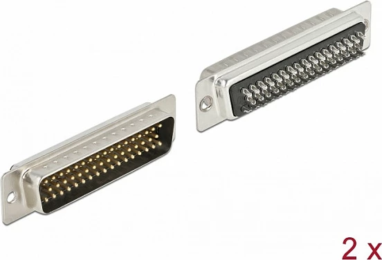Konektor D-Sub HD 50-pin DeLOCK, mashkull, për saldim, metal, 2 copë, argjend