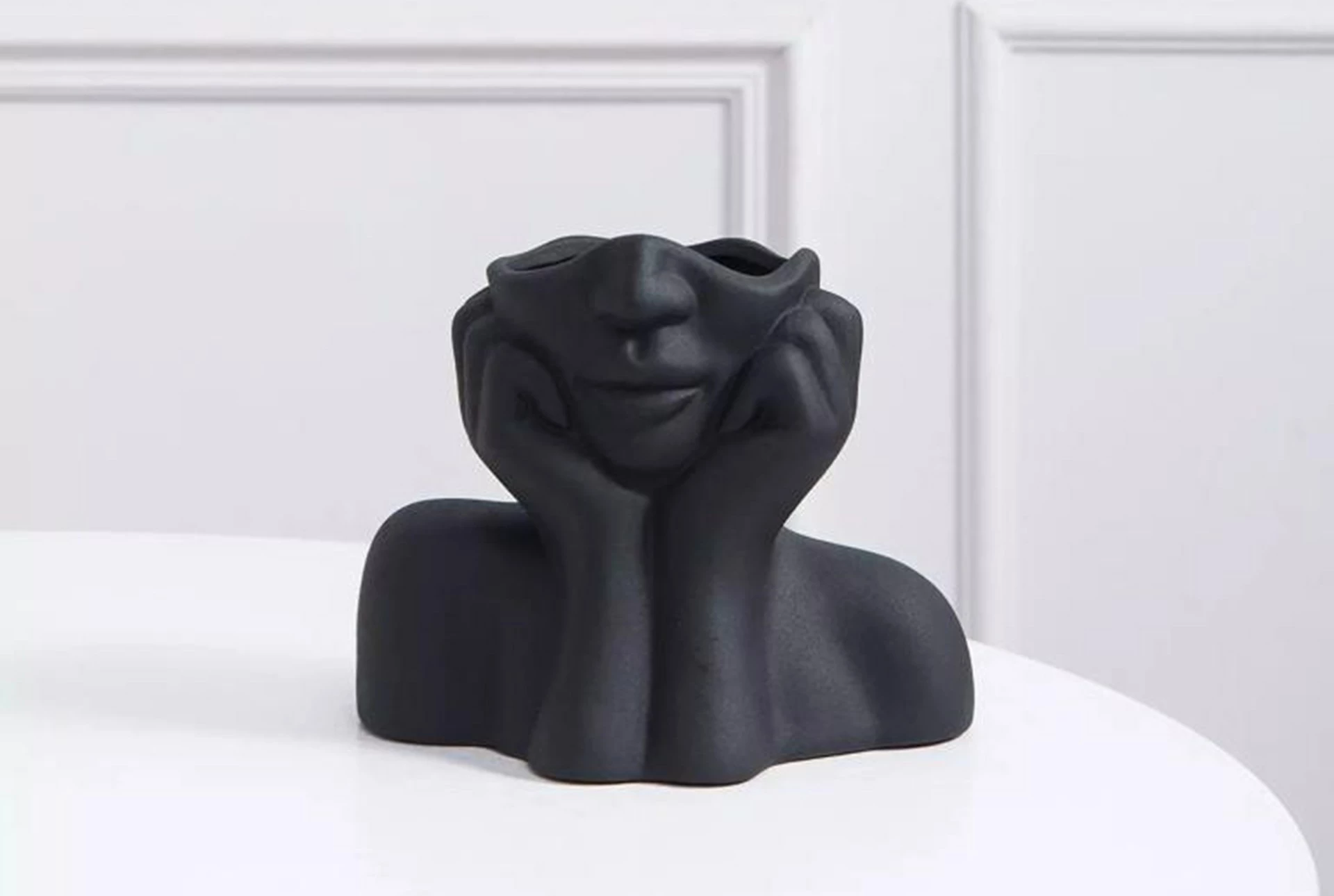 Vazo dekorative Aberto Design, stil skandinav, e zezë, 19x11x16cm