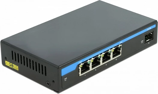 Switch DeLOCK Gigabit, 4 porta PoE + 1 SFP, 10/100/1000, i zi