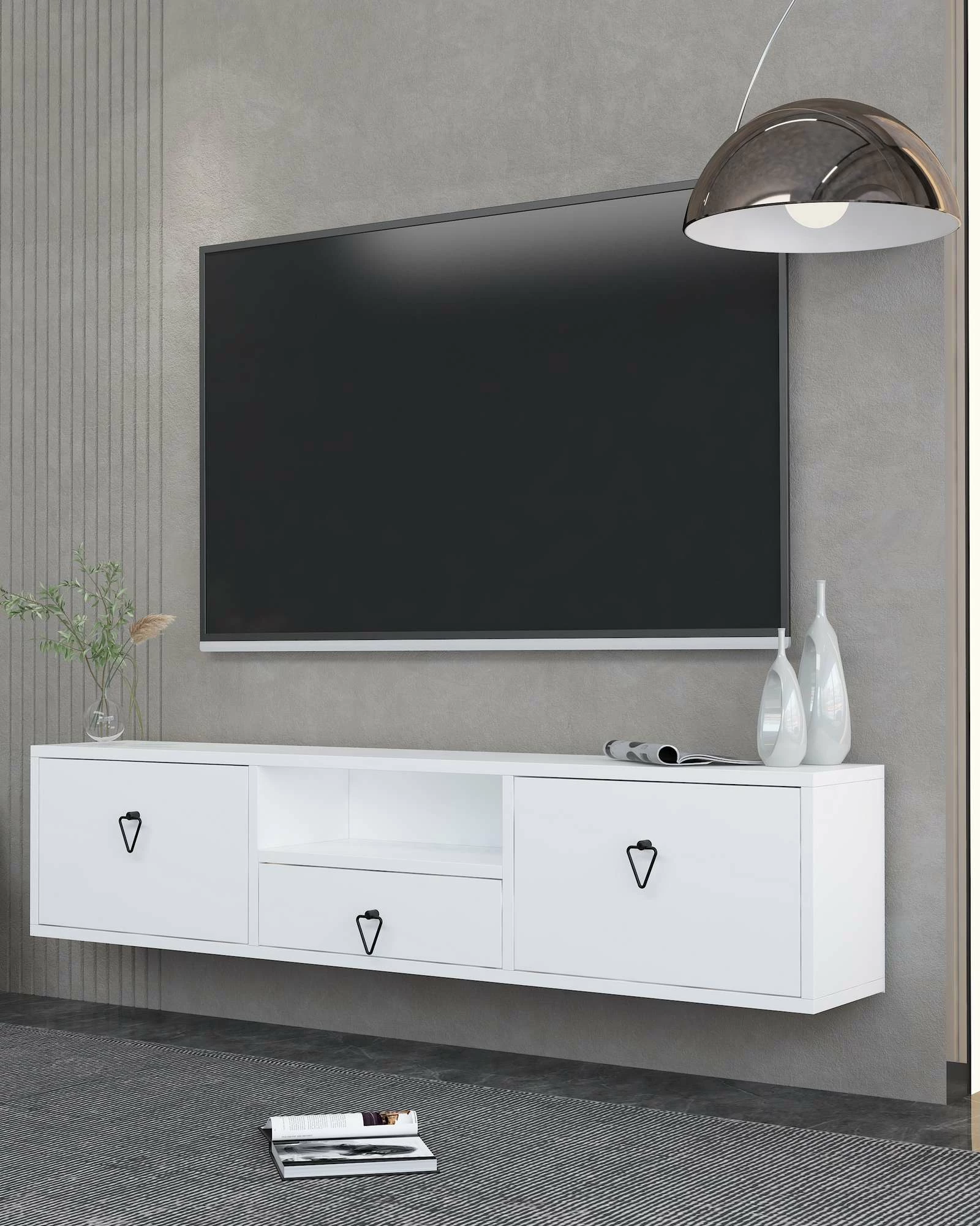 Komodë TV Skye Decor, e bardhë dhe e zezë, 1303-DROP-1