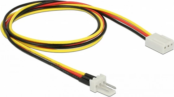 Kabllë zgjatëse për ventilator DeLOCK 85752, 3-Pin M/F, 0.6 m, zezë/kuqe/verdhë