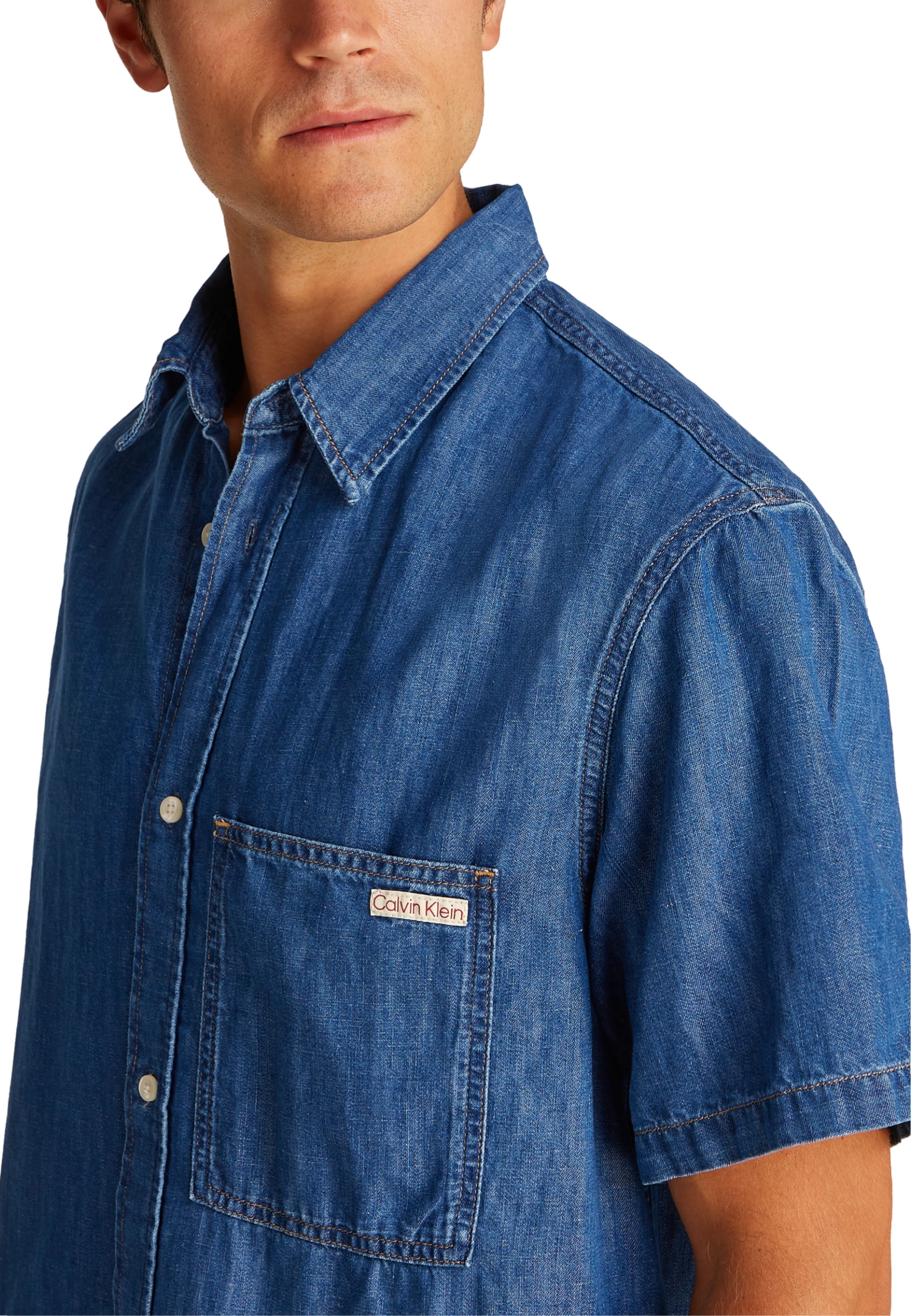 Këmishë me mëngë të gjata për meshkuj Calvin Klein Jeans REGULAR SS DENIM J30J327178, denim [Madhësia: L]