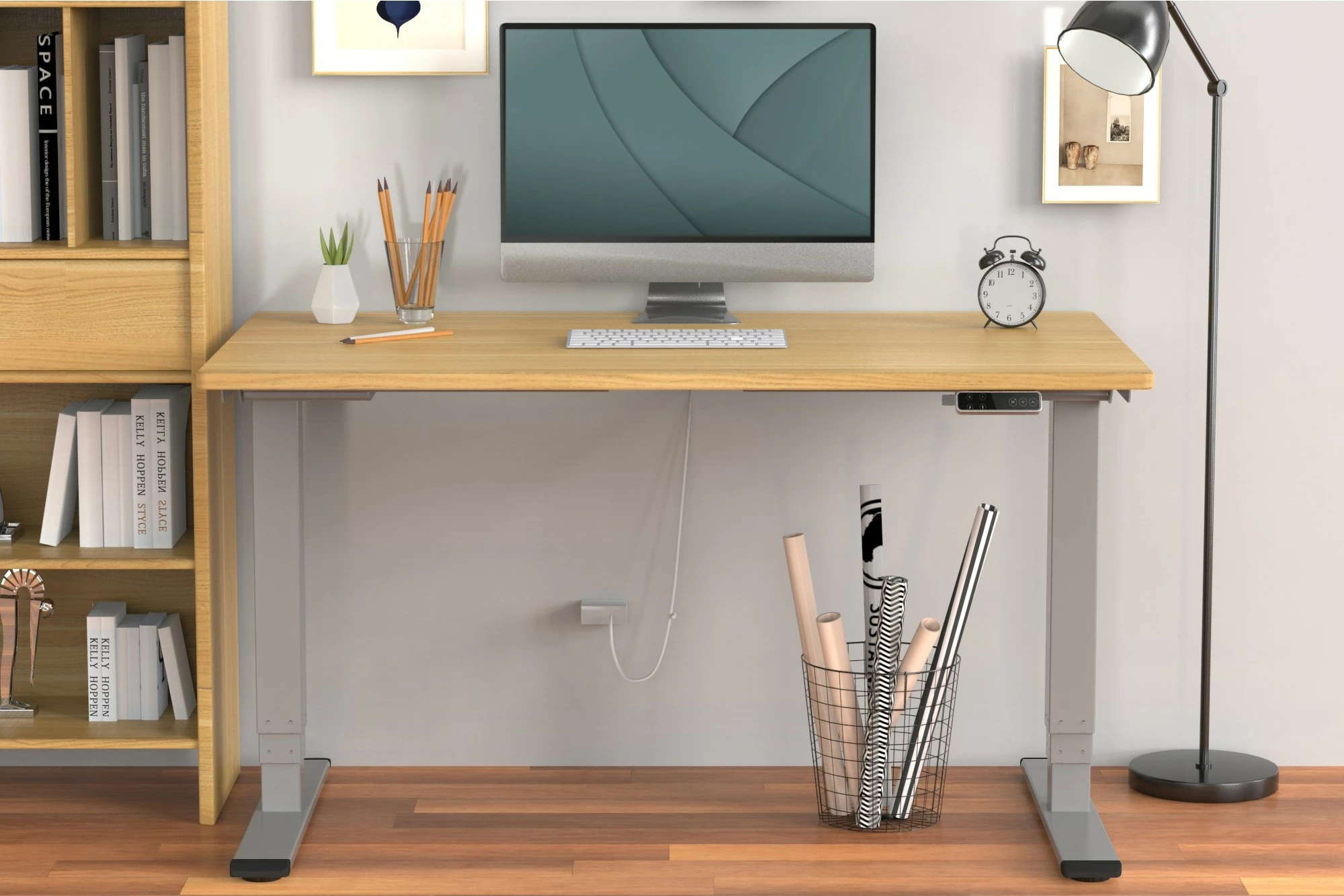 Kornizë tavoline elektrike Digitus, Dual-Motor, 3 nivele, gri