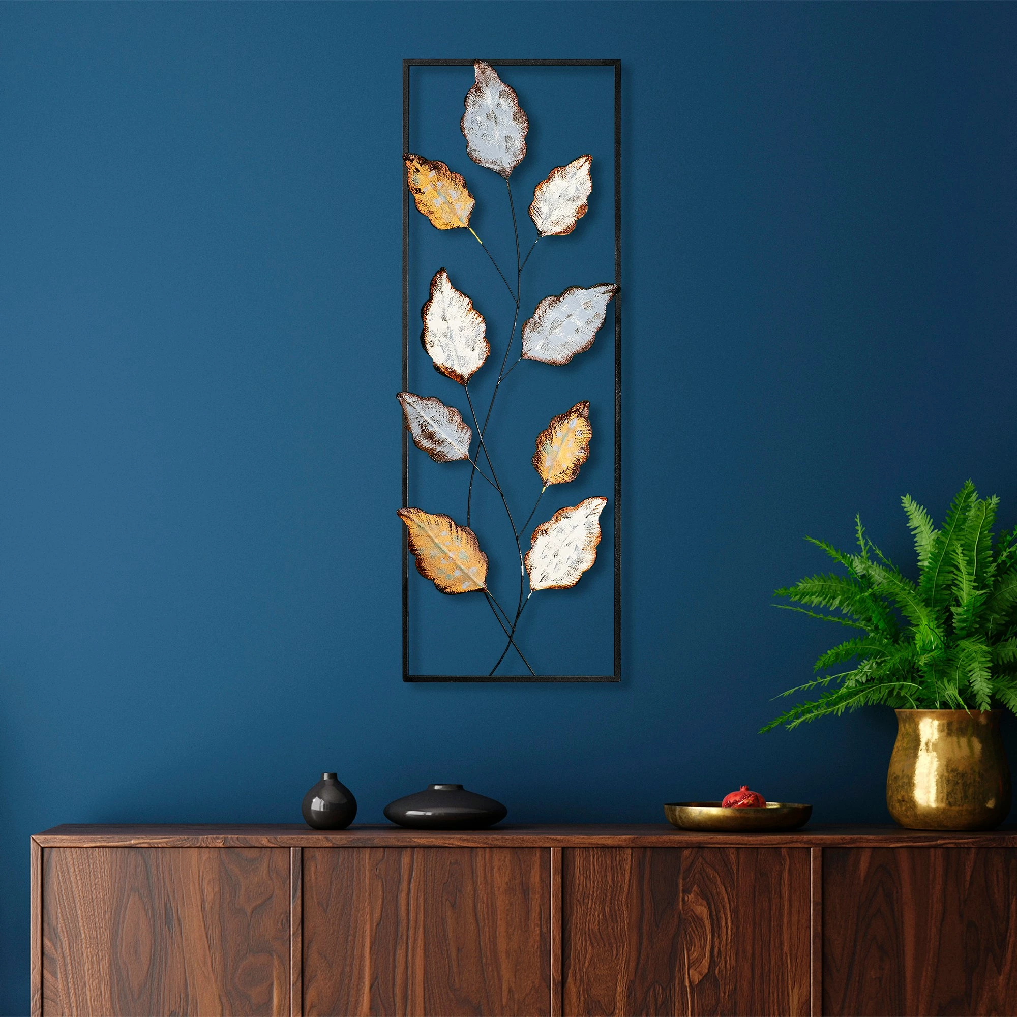 Aksesor dekorativ metalik për mur, Wallity Fagus 3, shumëngjyrësh, 32x90cm