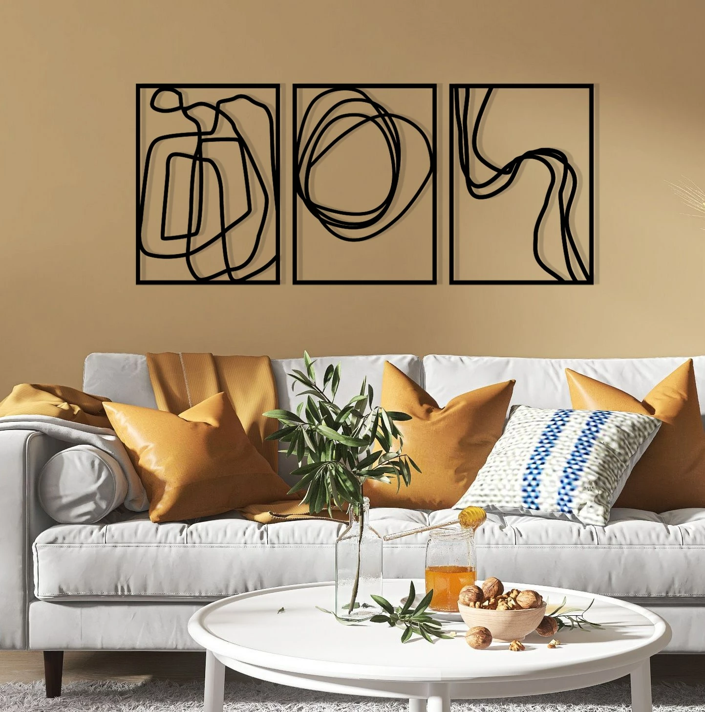 Aksesor dekorativ metalik për mur, Wallity Achermus, ngjyrë e zezë, 120x54cm