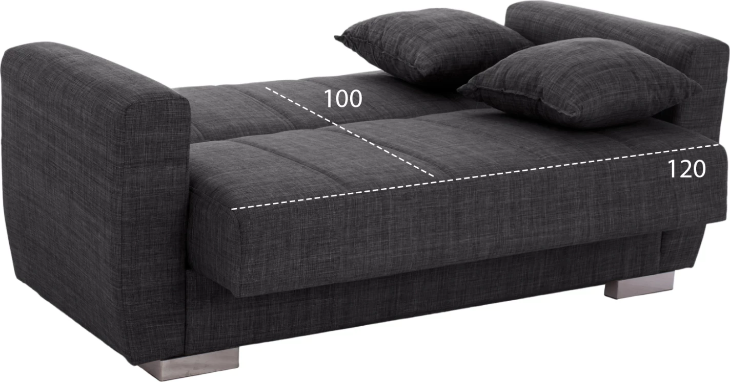 Divan 2-vendësh, shtrat, gri, FH3241.03, 150x84x88 cm