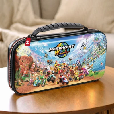 Kasë mbrojtëse Nacon Switch 2 Deluxe Mario Kart World, me stand, për 12 lojëra + 4 karta memorie, multikolor