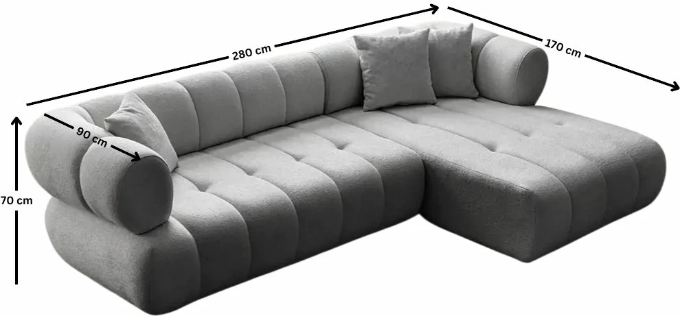 Këndare Petra, e djathtë, ngjyrë gri, Atelier del Sofa
