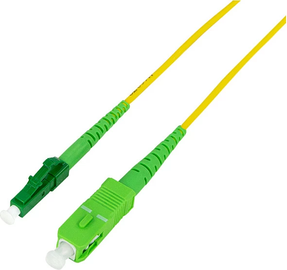Kabllo fibër optike LogiLink patch cord simplex OS2, SC/APC në LC/APC, 0.5 m, e verdhë