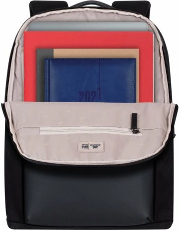 Çantë shpine për laptop RIVACASE 8524 deri 14\", për tablet 10.5\", PU lëkurë + pambuk, e zezë