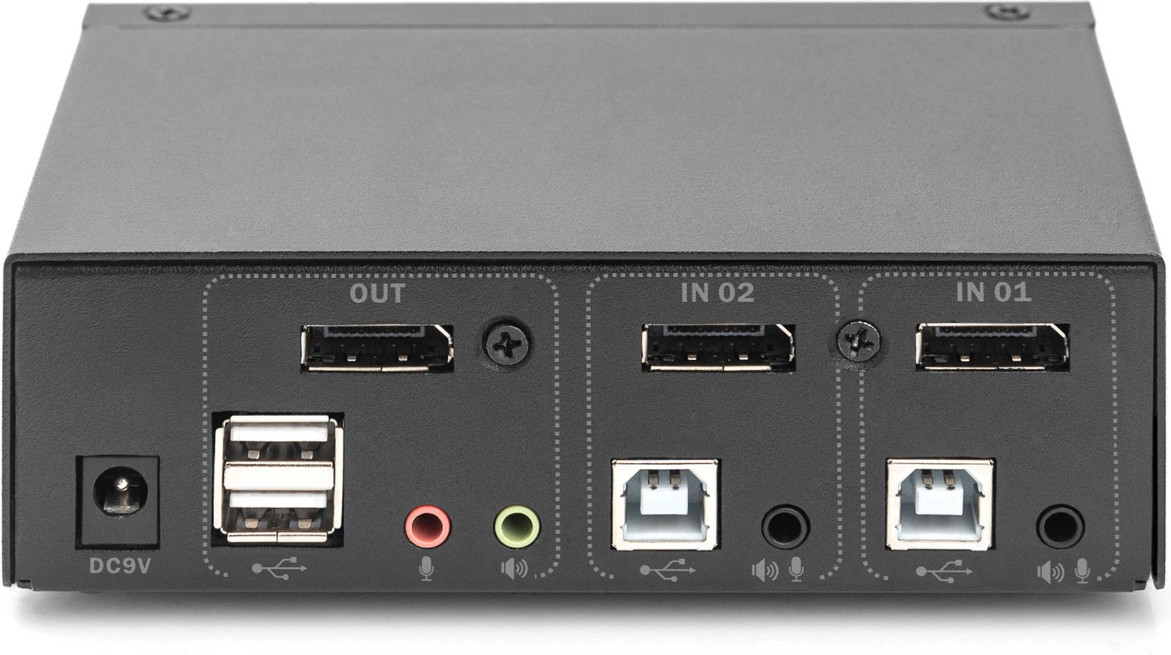 Switch KVM Digitus DS-12851, 2x1 DisplayPort, 4K 60Hz, USB 2.0, Audio/Mic, i zi