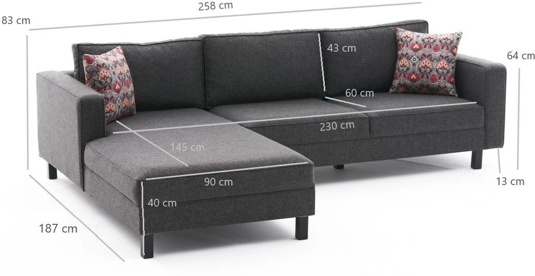 Këndare Atelier del Sofa, Kale Linen, kënd i majtë, anthracite