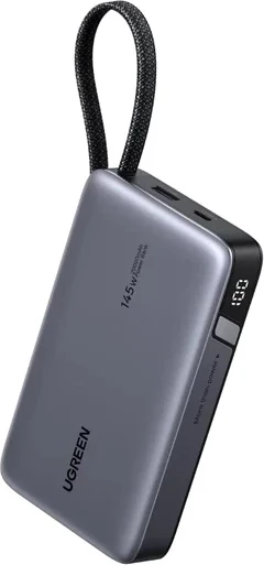 Powerbank UGREEN Nexode PB551 55992B 20000mAh 145W me kabllo USB-C të integrume, gri