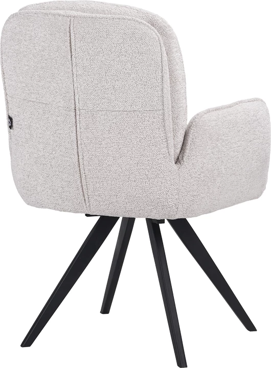 Karrige me rrotullim Novo, stof bouclé i bardhë, këmbë metalike të zeza, 65.5x60x90cm, set prej 2 copësh